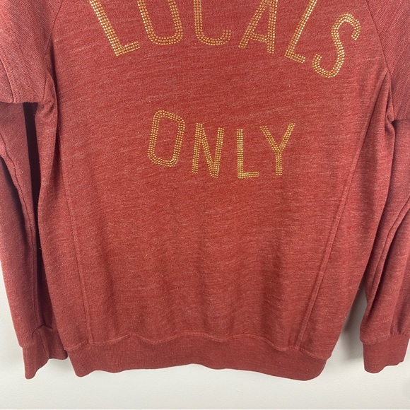 SUNDRY Rust Sequins Locals Only Raw Scoop Neck Sweater Small - Picture 10 of 11